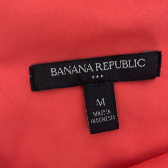 Banana Republic Dress VNeck Short Sleeved Orange White Ruffled Bottom Sz Medium - Picture 5 of 11